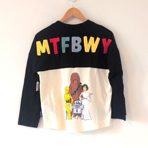 New Disney Parks Spirit Jersey Star Wars Black Cream Long Sleeve T Shirt XL